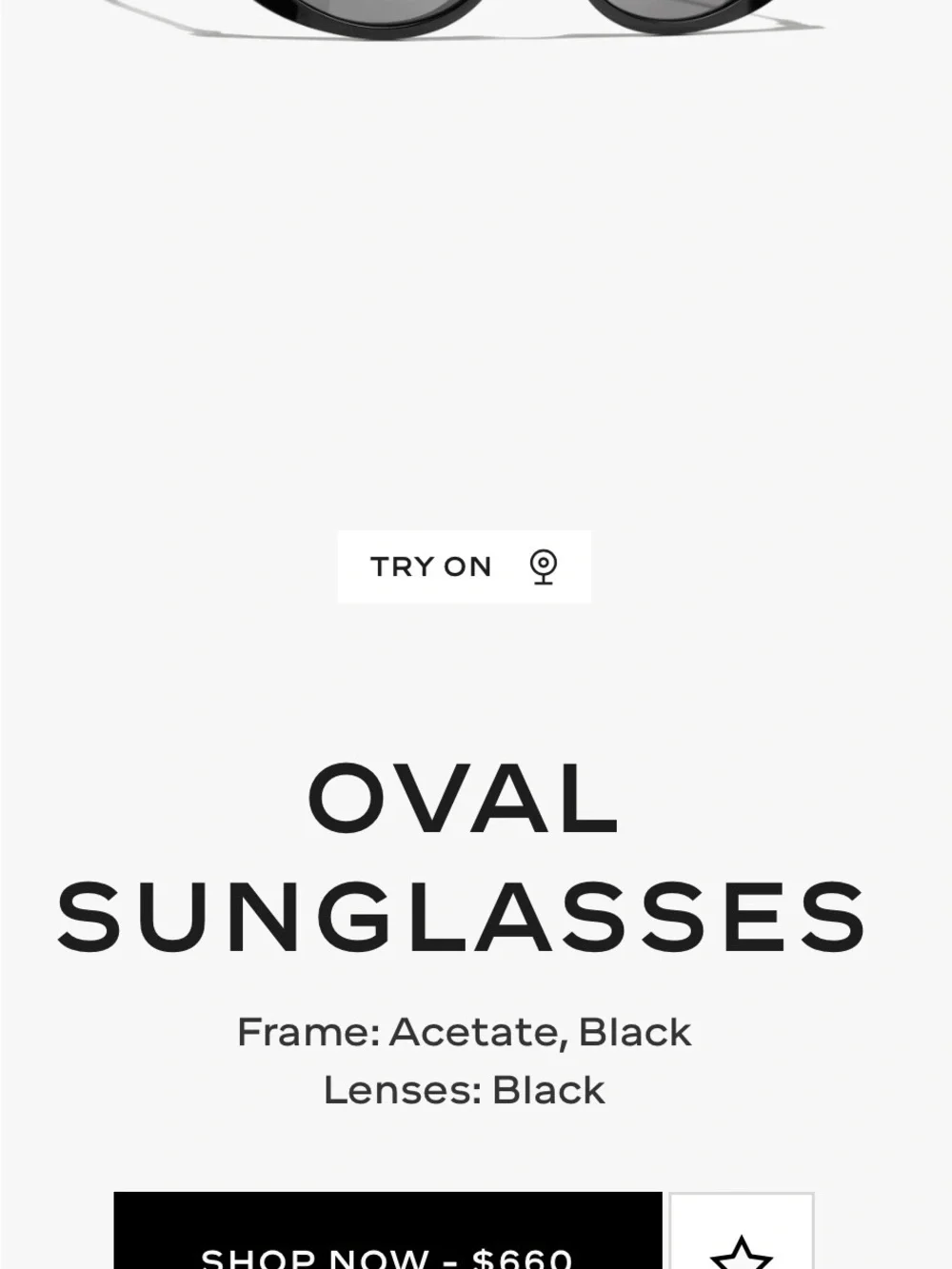 CHANEL Black Oval Women's Sunglasses with Dark Lenses Polarized.